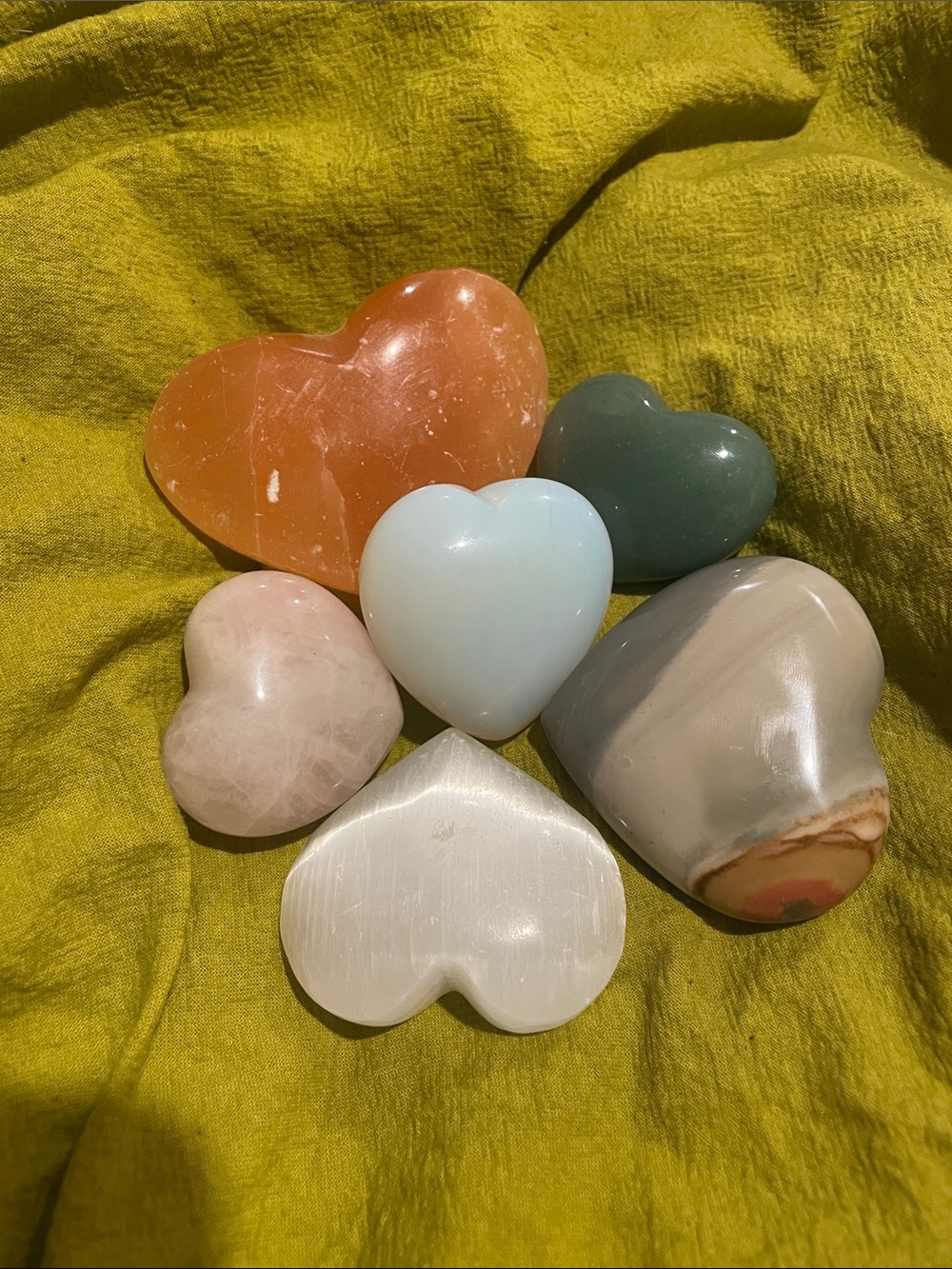 Heart-Shaped Stone Decor Set Natural Crystal Carved Crystal Heart
